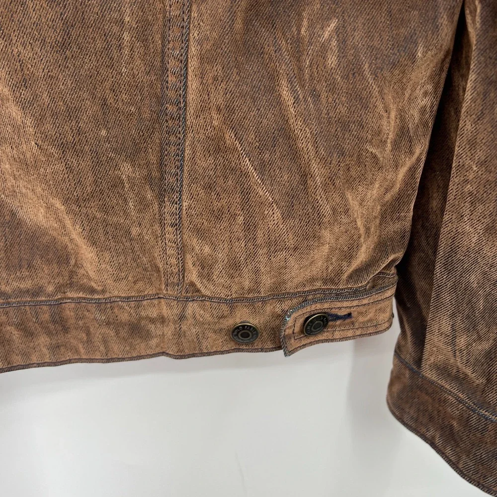 NEW Wild Fable flocked brown denim trucker jacket boho retro indie sleaze grunge